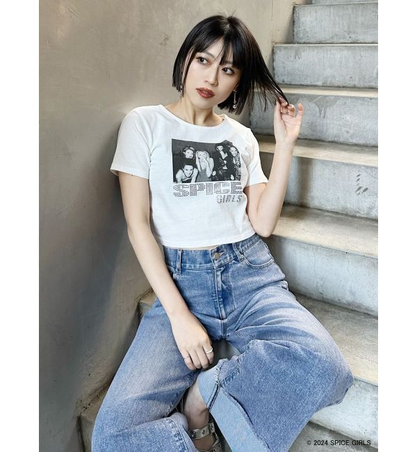 MURUA「【SPICE GIRLS】rhinestone logo Tシャツ」|Tシャツ・カットソー|