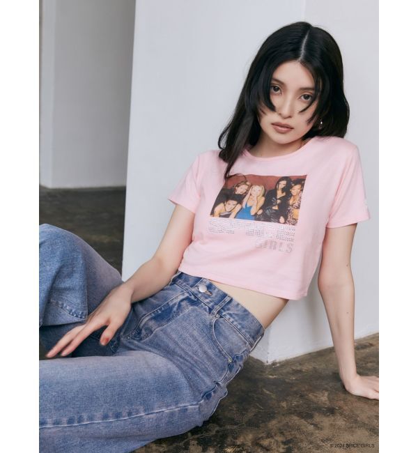 MURUA「【SPICE GIRLS】rhinestone logo Tシャツ」|Tシャツ・カットソー|ピンク