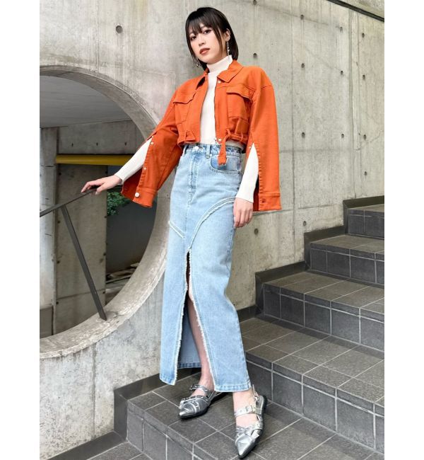 MURUA「デニムフロントオープンロングスカート」|スカート|