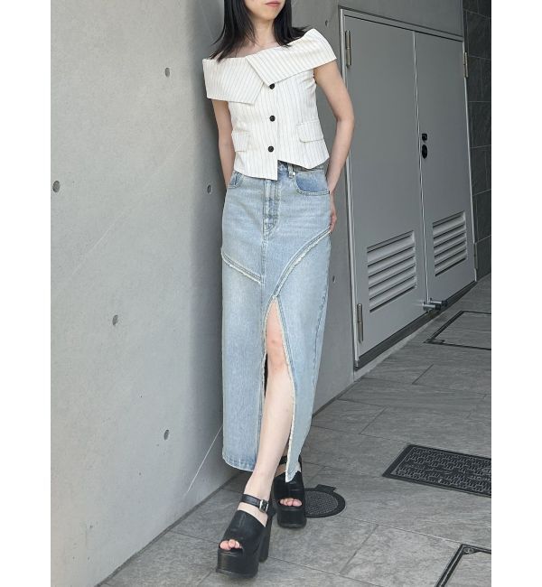 MURUA「デニムフロントオープンロングスカート」|スカート|