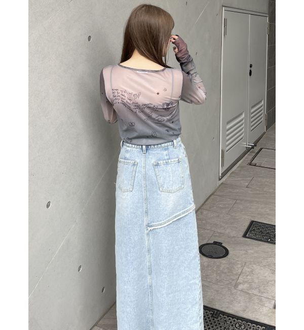 MURUA「デニムフロントオープンロングスカート」|スカート|