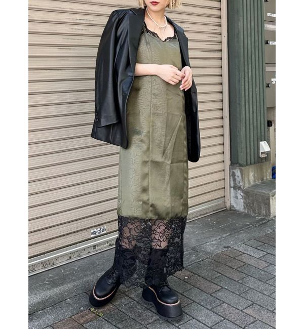 MURUA「レースドッキングワンピース」|ワンピース|カーキ