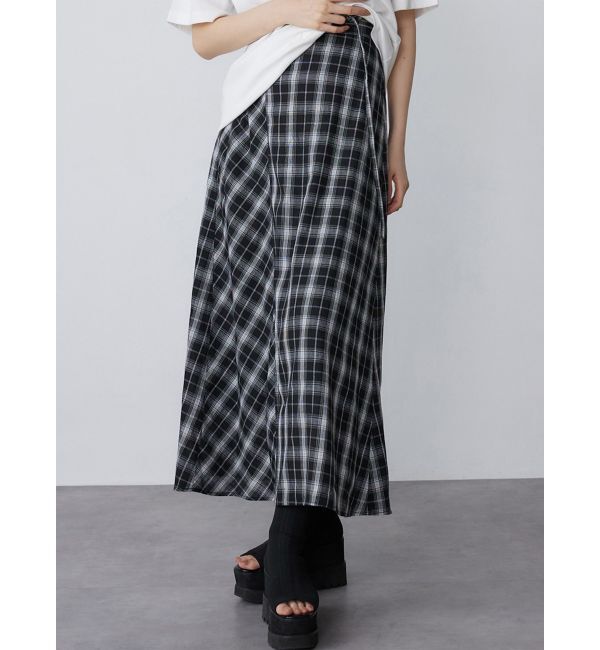 MURUA「チェックフレアスカート」|スカート|ブラック