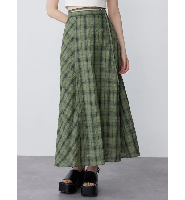 MURUA「チェックフレアスカート」|スカート|グリーン