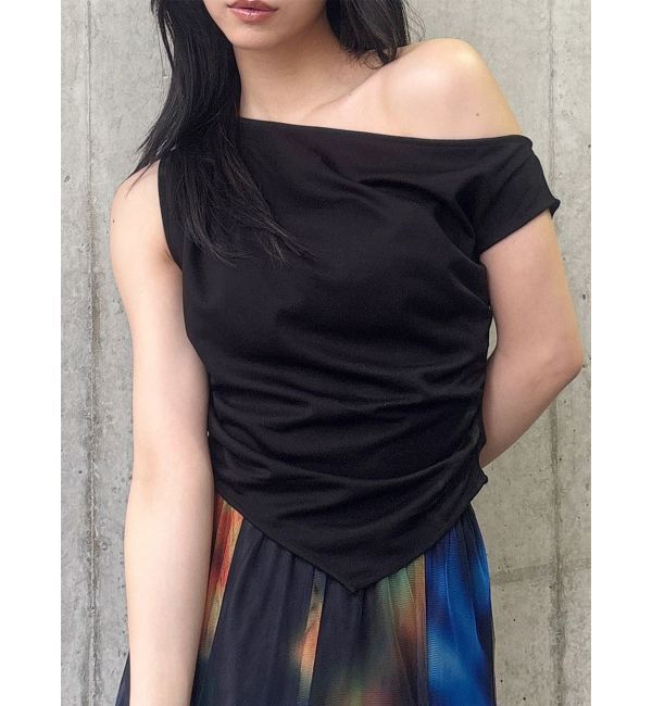 MURUA「ドレープワンショルトップス」|Tシャツ・カットソー|ブラック