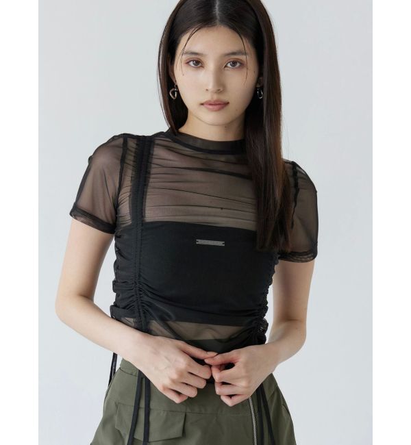 MURUA「【追加生産分】グラデーションシアートップス」|Tシャツ・カットソー|ブラック