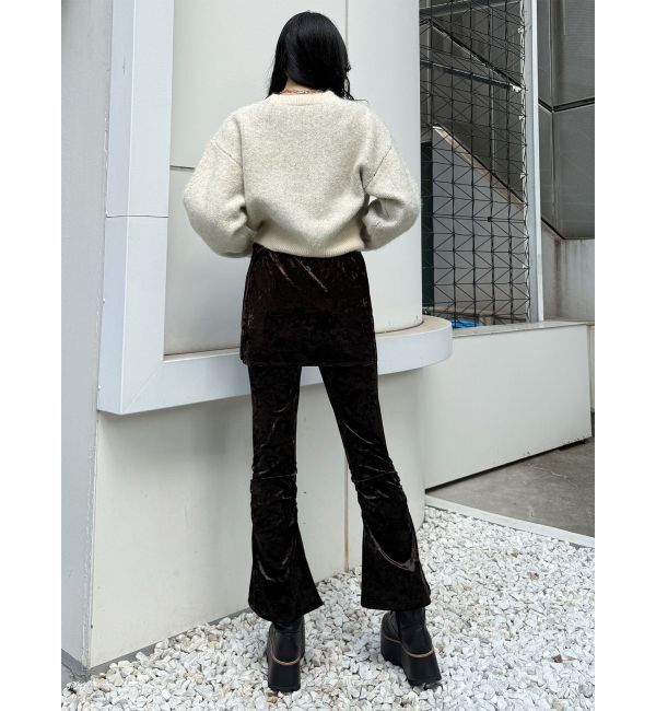 MURUA「スカートレイヤードシャーリングベロアパンツ」|その他|