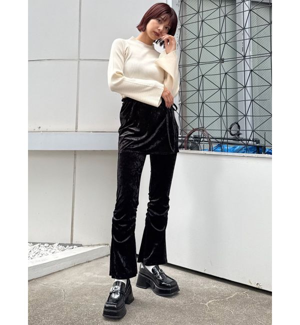 MURUA「スカートレイヤードシャーリングベロアパンツ」|その他|