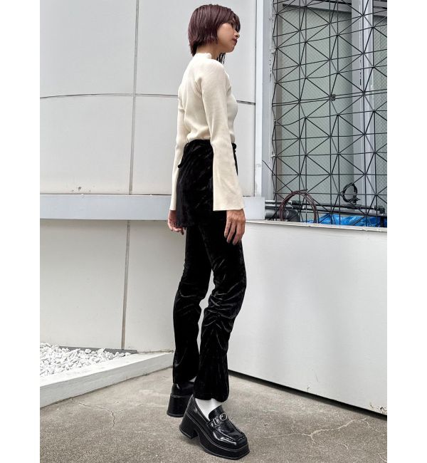 MURUA「スカートレイヤードシャーリングベロアパンツ」|その他|