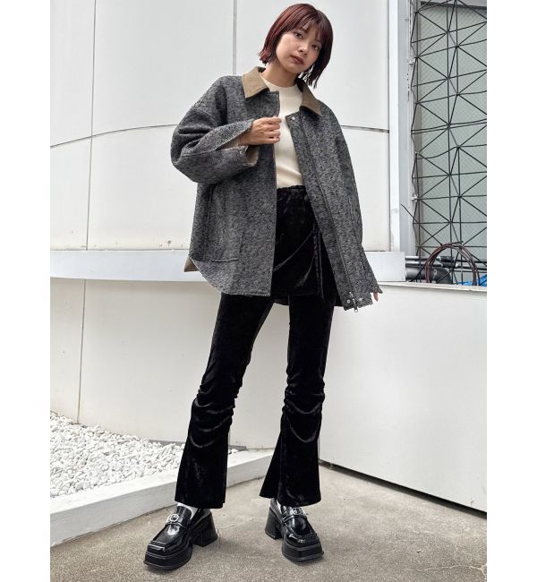 MURUA「スカートレイヤードシャーリングベロアパンツ」|その他|