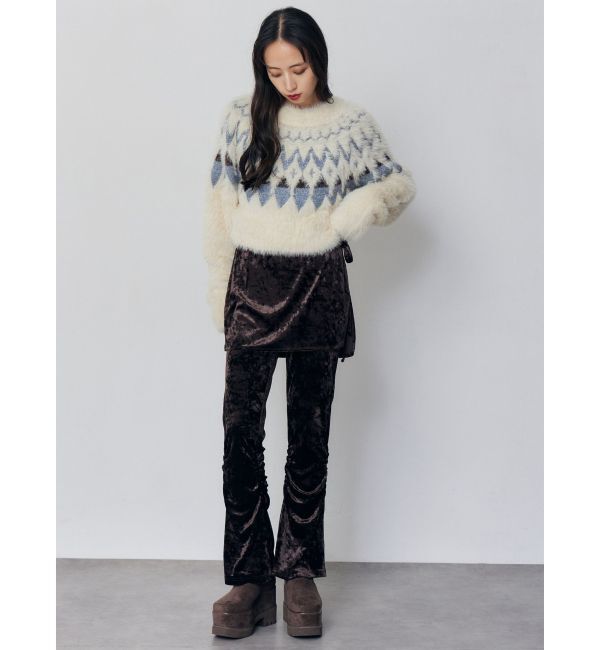 MURUA「スカートレイヤードシャーリングベロアパンツ」|その他|