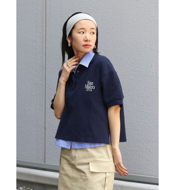 Ungrid「ロゴショートポロシャツ」|ポロシャツ|ネイビー