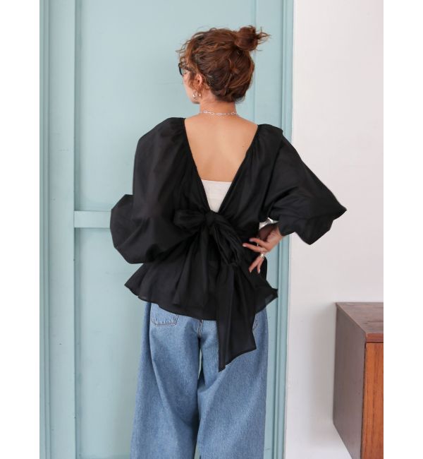 Ungrid「バックオープンボリュームブラウス」|シャツ・ブラウス|ブラック