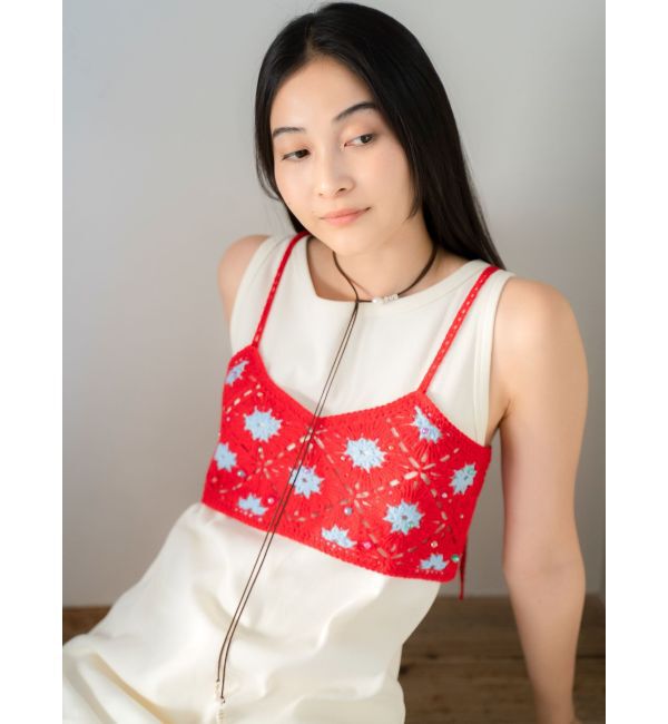 Ungrid「ビーズコンビニットキャミ」|キャミソール|