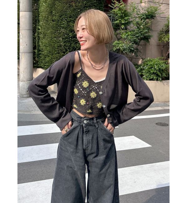 Ungrid「ビーズコンビニットキャミ」|キャミソール|