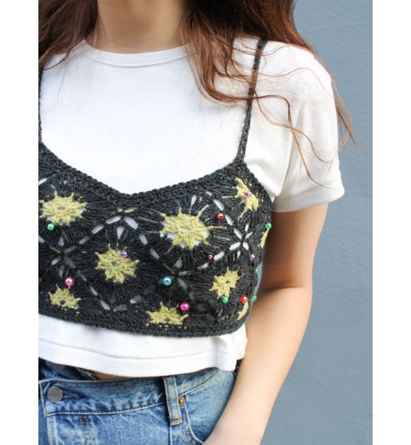 Ungrid「ビーズコンビニットキャミ」|キャミソール|