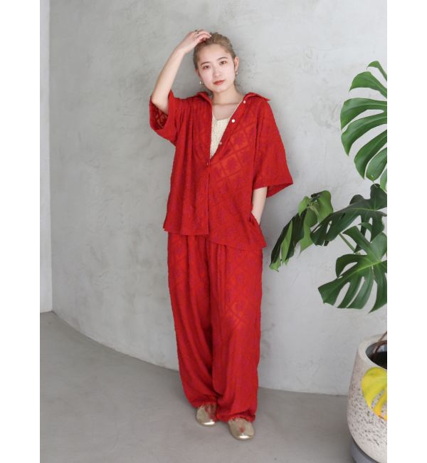 Ungrid「起毛エンブロイダリーハーフスリーブシャツ」|シャツ・ブラウス|