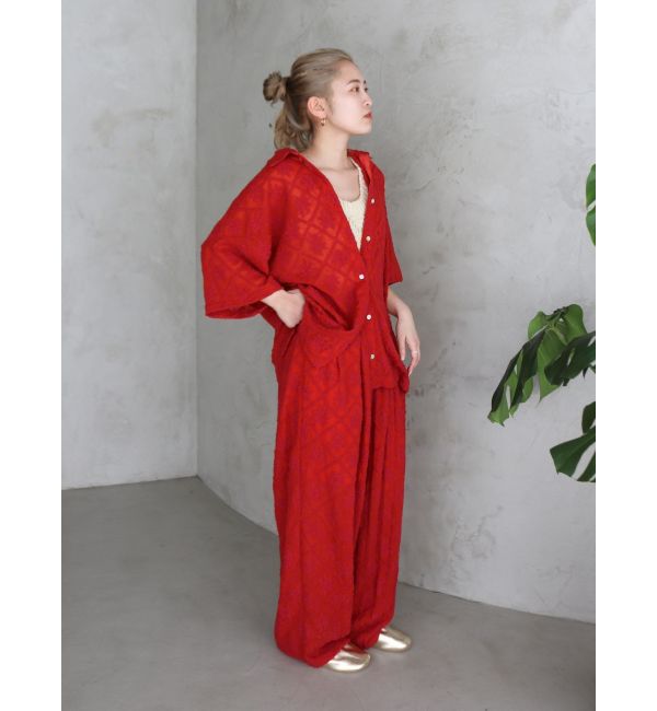 Ungrid「起毛エンブロイダリーハーフスリーブシャツ」|シャツ・ブラウス|