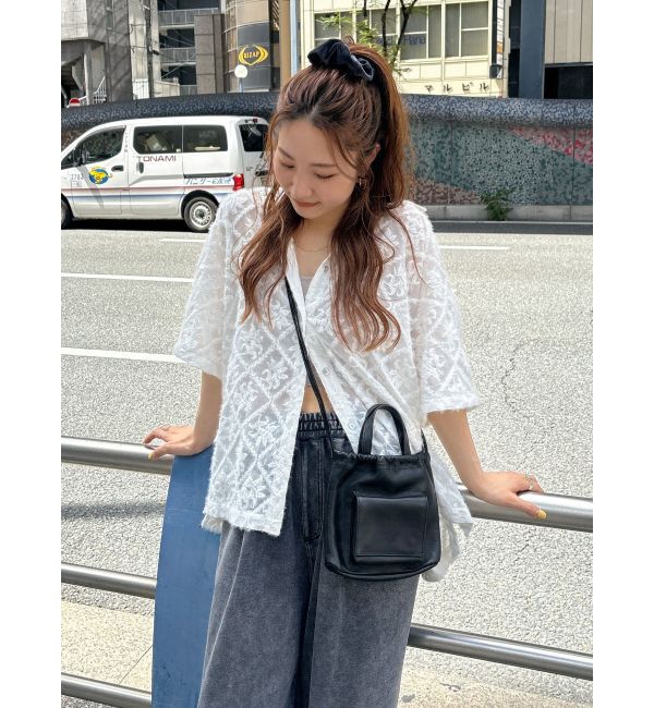 Ungrid「起毛エンブロイダリーハーフスリーブシャツ」|シャツ・ブラウス|