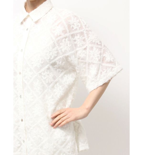 Ungrid「起毛エンブロイダリーハーフスリーブシャツ」|シャツ・ブラウス|