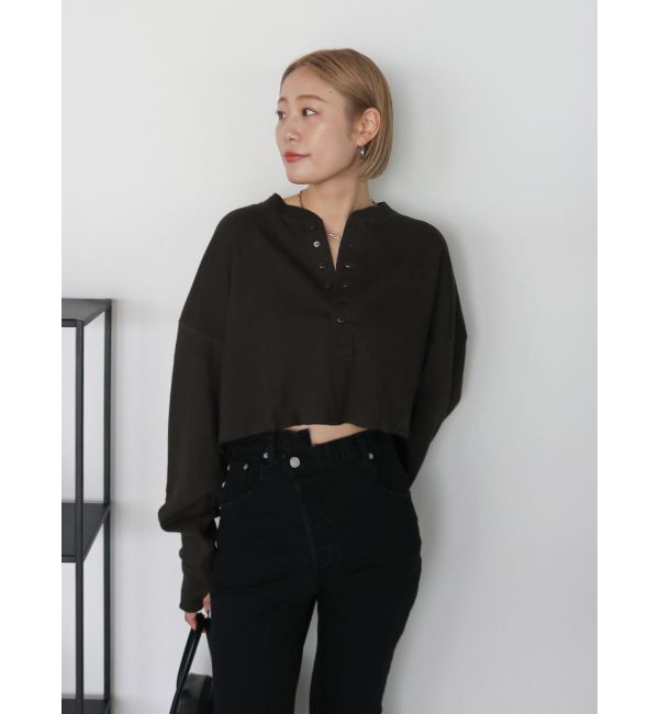 Ungrid「FAITH MILLS別注ヘンリーネックショートロングスリーブTee」|Tシャツ・カットソー|