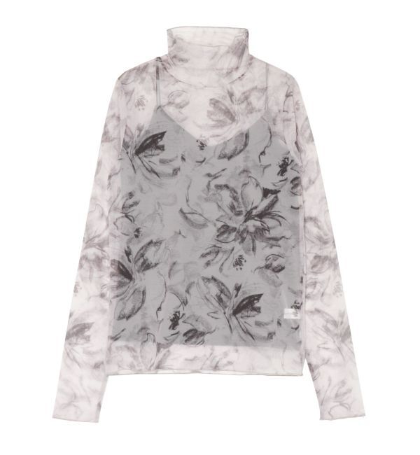 LAGUNAMOON「ペイントフラワーチュールトップス」|Tシャツ・カットソー|グレー