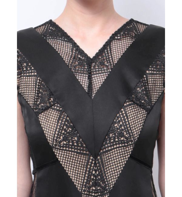 LAGUNAMOON「LADYVネックパネルレースワンピース」|ドレス|