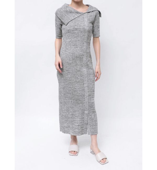 LAGUNAMOON「アシメネックリブハーフスリーブニットワンピース」|ワンピース|