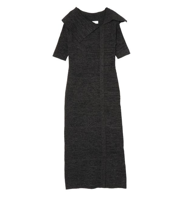 LAGUNAMOON「アシメネックリブハーフスリーブニットワンピース」|ワンピース|