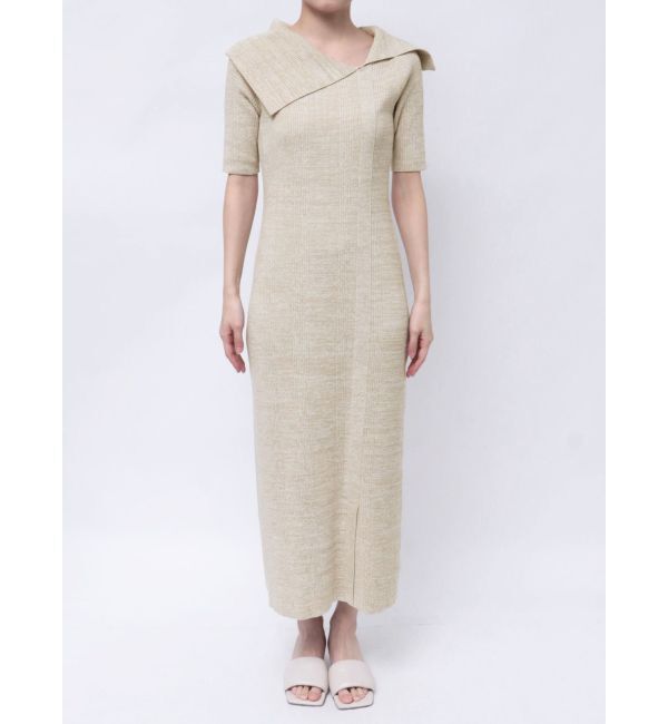 LAGUNAMOON「アシメネックリブハーフスリーブニットワンピース」|ワンピース|