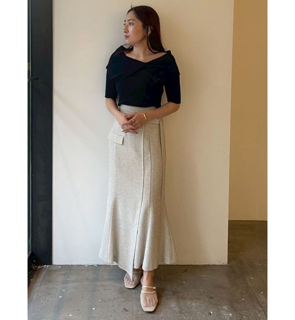 LAGUNAMOON「【新色追加】ツイードウエストアシメナローフレアスカート」|スカート|