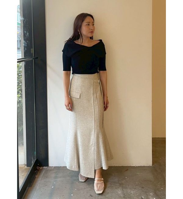 LAGUNAMOON「【新色追加】ツイードウエストアシメナローフレアスカート」|スカート|