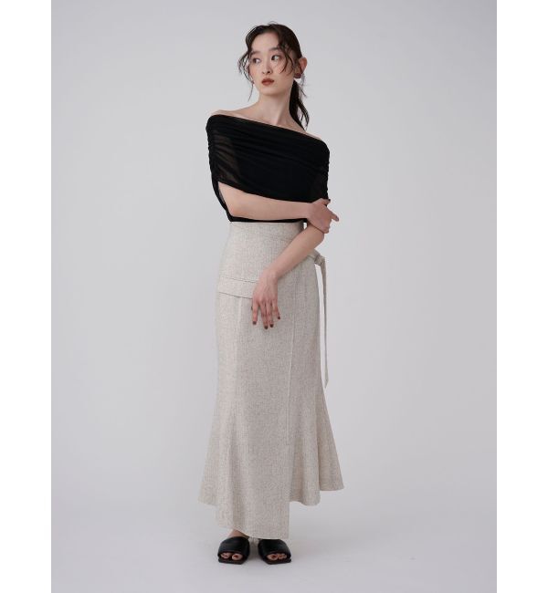 LAGUNAMOON「【新色追加】ツイードウエストアシメナローフレアスカート」|スカート|