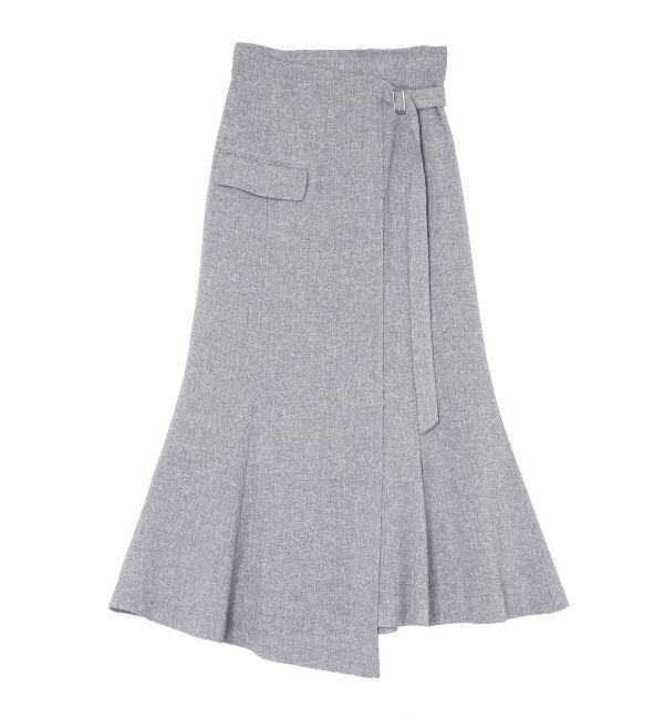 LAGUNAMOON「【新色追加】ツイードウエストアシメナローフレアスカート」|スカート|グレー