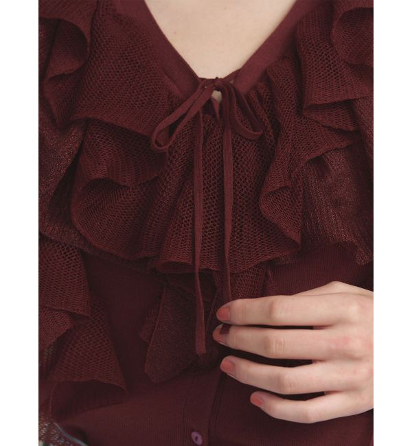 LAGUNAMOON「メッシュフリルノースリニットプルオーバー」|ニット・セーター|