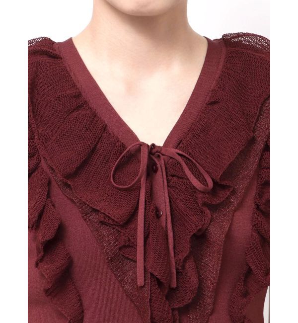 LAGUNAMOON「メッシュフリルノースリニットプルオーバー」|ニット・セーター|