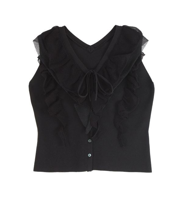 LAGUNAMOON「メッシュフリルノースリニットプルオーバー」|ニット・セーター|