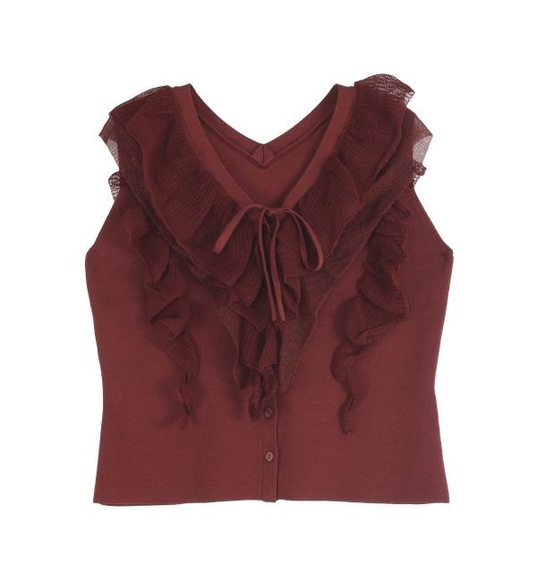 LAGUNAMOON「メッシュフリルノースリニットプルオーバー」|ニット・セーター|