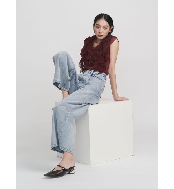 LAGUNAMOON「メッシュフリルノースリニットプルオーバー」|ニット・セーター|