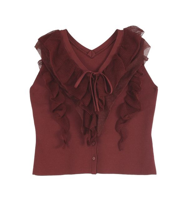 LAGUNAMOON「メッシュフリルノースリニットプルオーバー」|ニット・セーター|