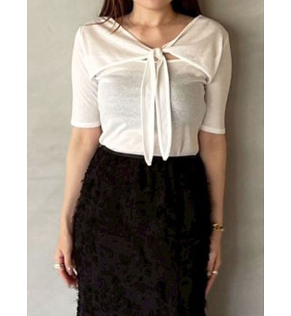 LAGUNAMOON「2WAYリボンシアーカットプルオーバー」|Tシャツ・カットソー|