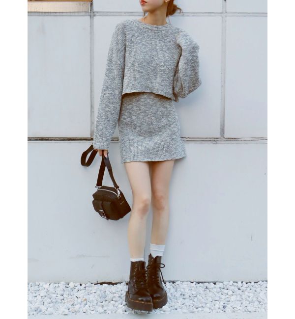 EVRIS「メランジニットセットアップ」|ワンピース|