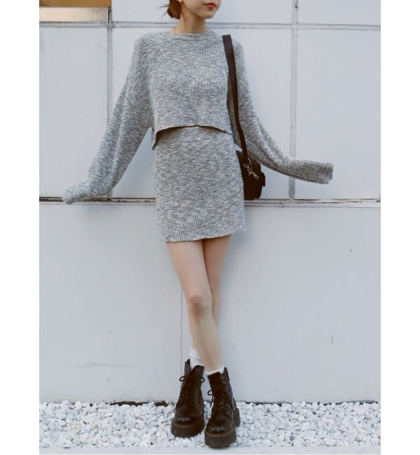 EVRIS「メランジニットセットアップ」|ワンピース|