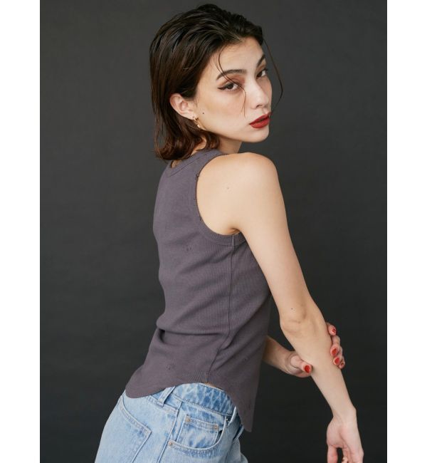 EVRIS「クラッシュデザイン刺繍タンクトップ」|タンクトップ|