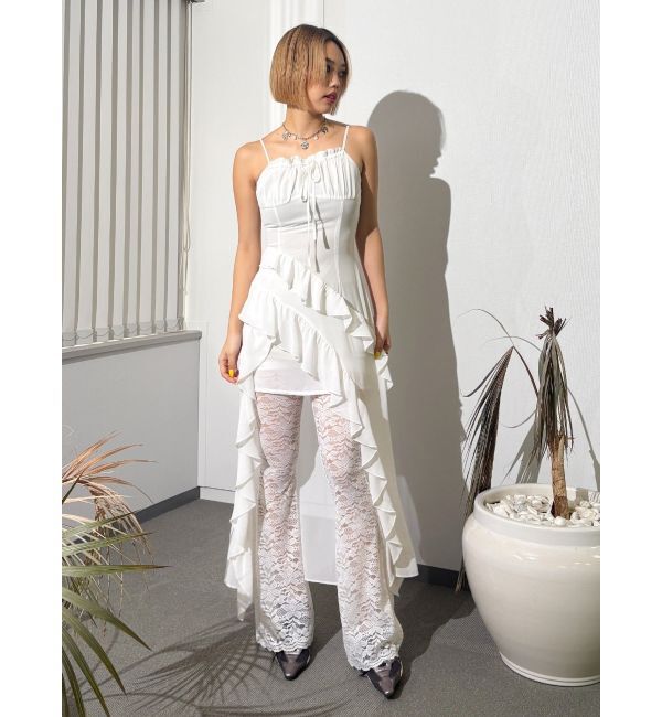 EVRIS「ギャザーアシンメトリーロングワンピース」|ワンピース|