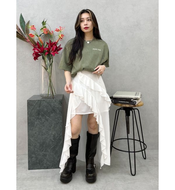 EVRIS「ギャザーアシンメトリーロングワンピース」|ワンピース|