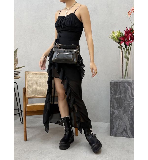 EVRIS「ギャザーアシンメトリーロングワンピース」|ワンピース|