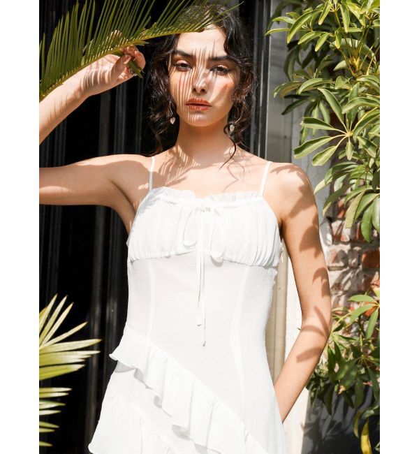 EVRIS「ギャザーアシンメトリーロングワンピース」|ワンピース|