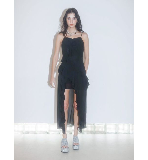 EVRIS「ギャザーアシンメトリーロングワンピース」|ワンピース|