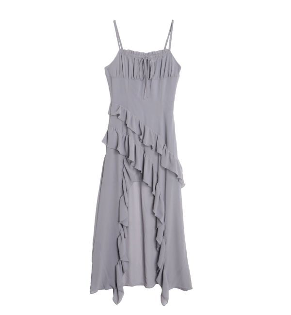 EVRIS「ギャザーアシンメトリーロングワンピース」|ワンピース|